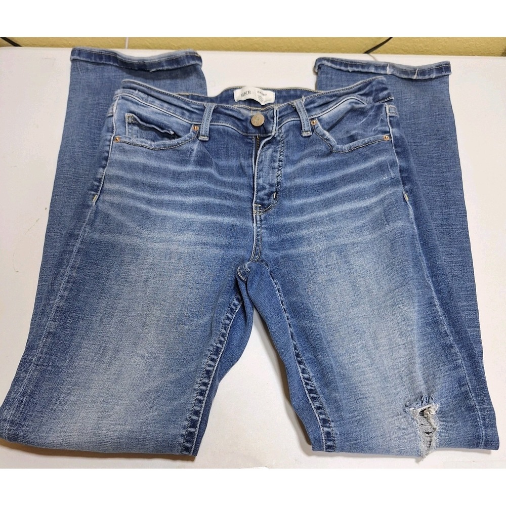 BKE Gabby Bootcut Jeans Womens 28x33.5 Distressed Stretch Medium Wash Denim